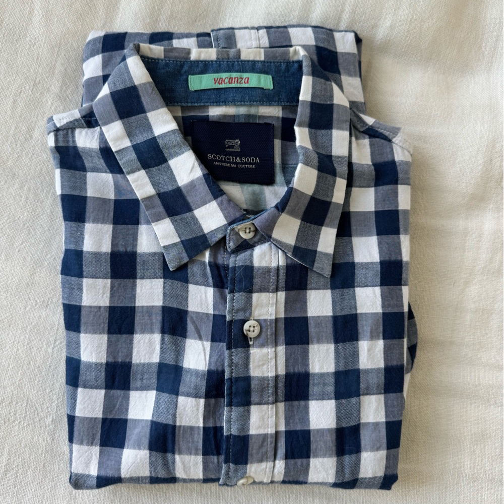 Scotch & Soda Vacanza Blue Gingham shirt, sz Small